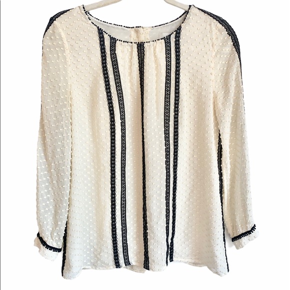 J Crew Blouse textured with lace detail - Picture 2 of 9